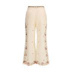 Beige Hose aus Baumwolle mit ausgestelltem Bein