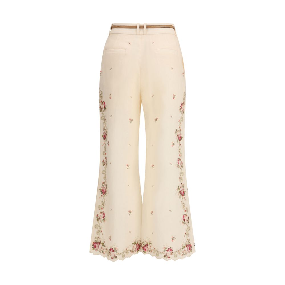 Beige Hose aus Baumwolle mit ausgestelltem Bein