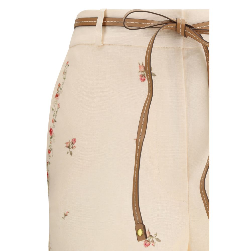 Beige Hose aus Baumwolle mit ausgestelltem Bein