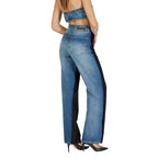 Black Polyester Mom Jeans