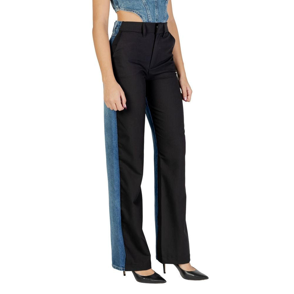 Black Polyester Mom Jeans