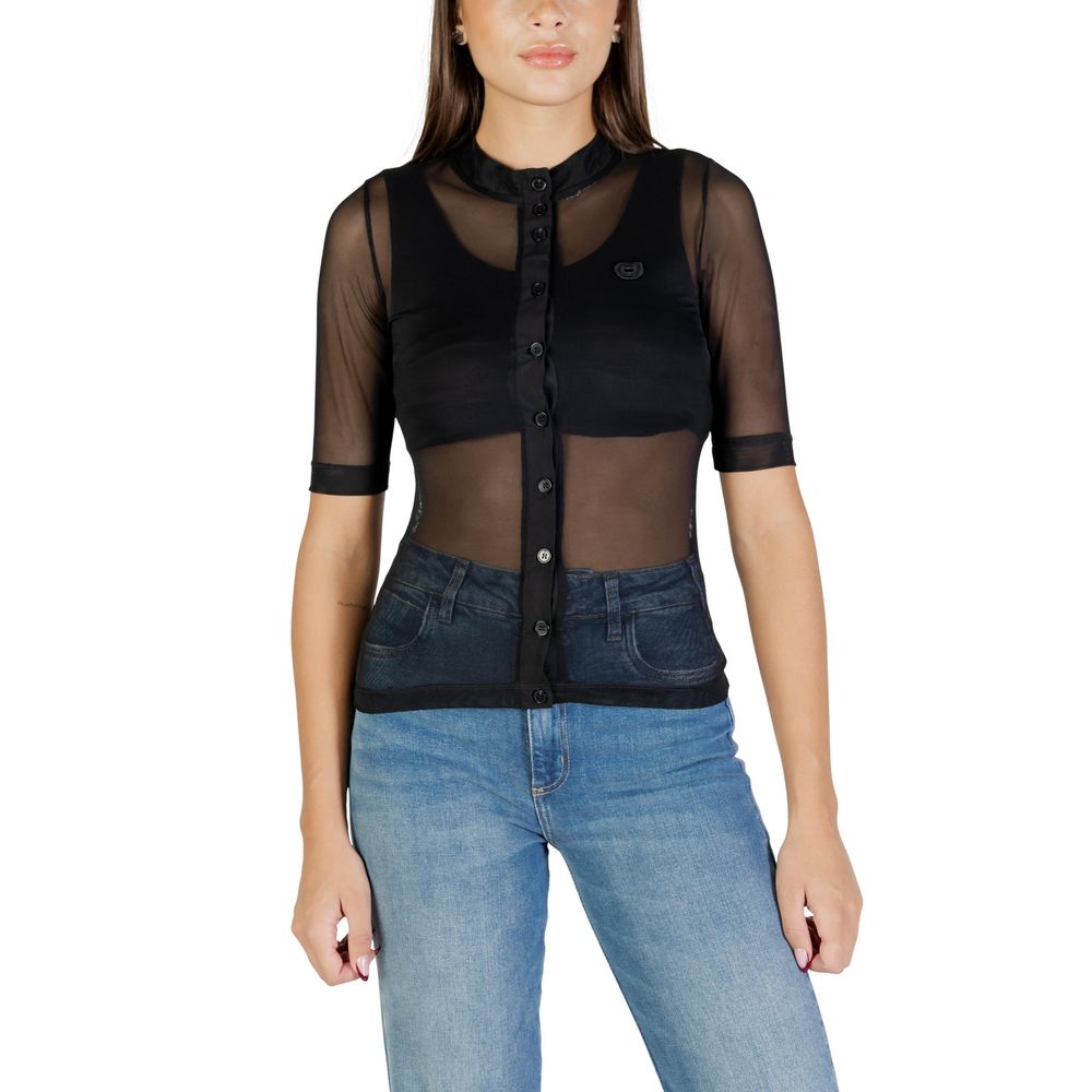 Schwarze Polyesterbluse