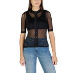 Schwarze Polyesterbluse