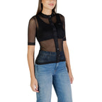 Schwarze Polyesterbluse