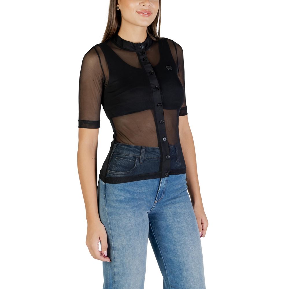 Schwarze Polyesterbluse