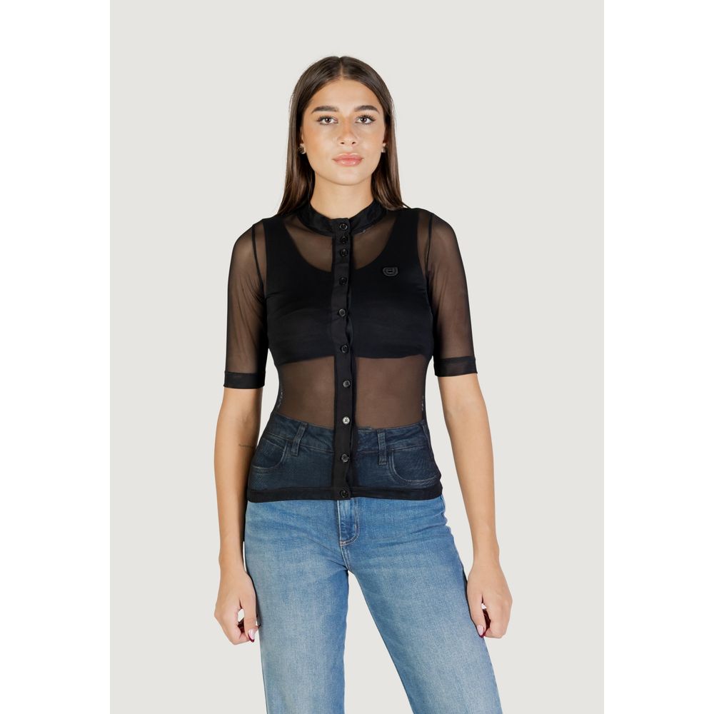 Schwarze Polyesterbluse