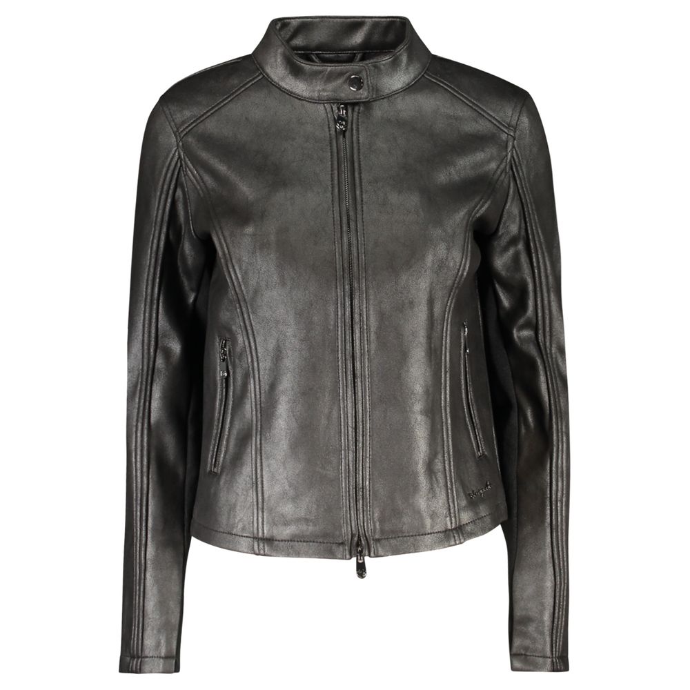 Schwarze Damen-Polyesterjacke