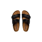 Black Synthetic Flat Sandals