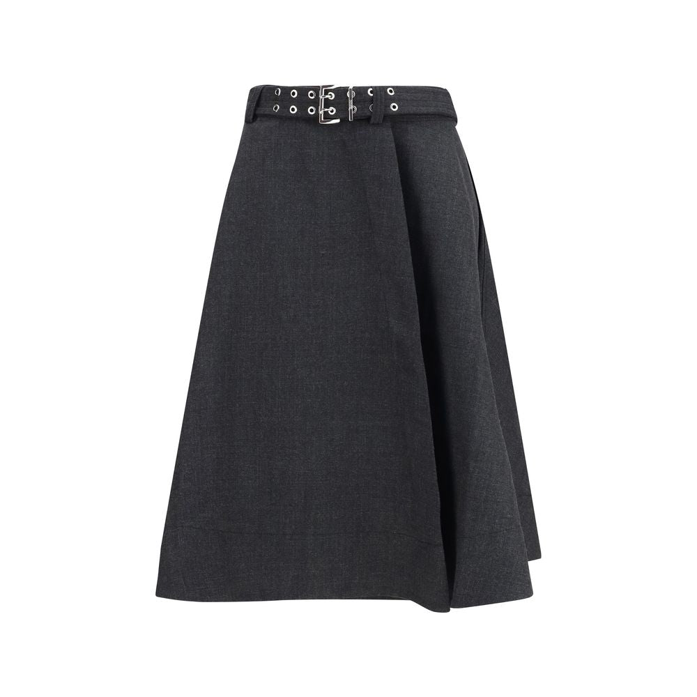 Grauer langer Rock aus recyceltem Polyester