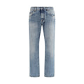 Blue Cotton Straight-Leg Jeans
