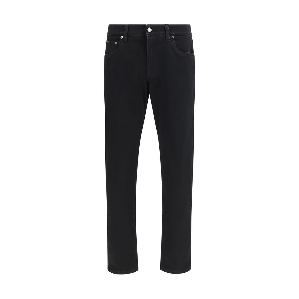 Schwarze Slim-Fit-Jeans aus Baumwolle