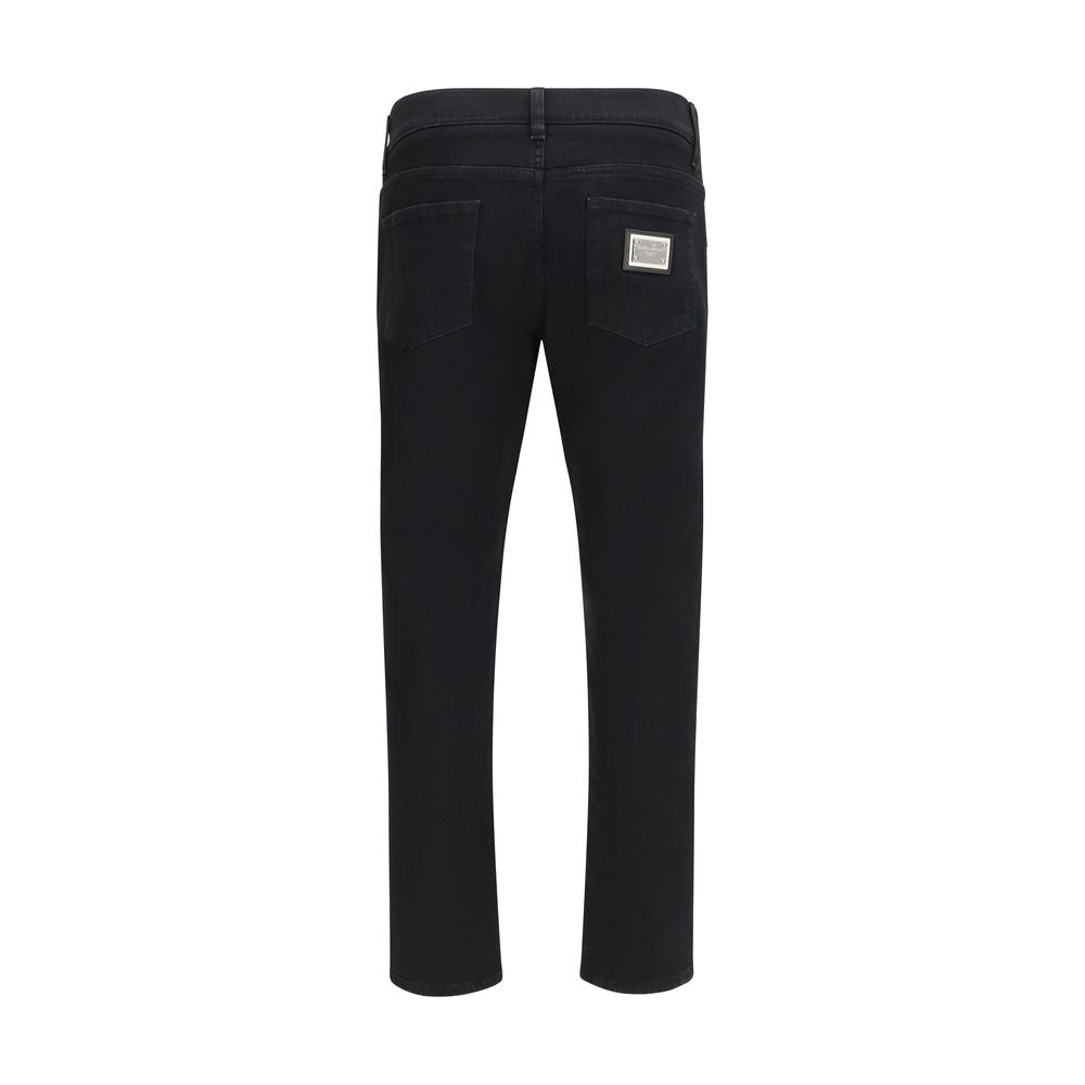 Schwarze Slim-Fit-Jeans aus Baumwolle