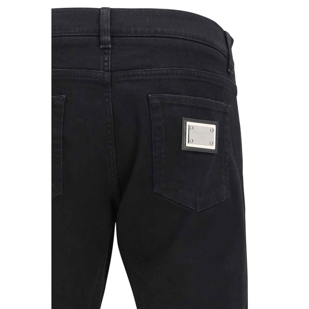 Schwarze Slim-Fit-Jeans aus Baumwolle