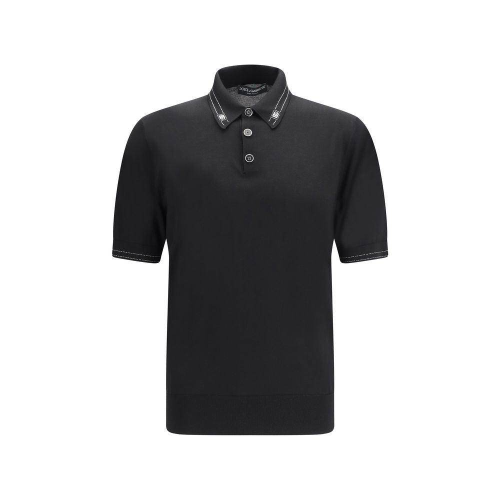Schwarzes Poloshirt aus Seide