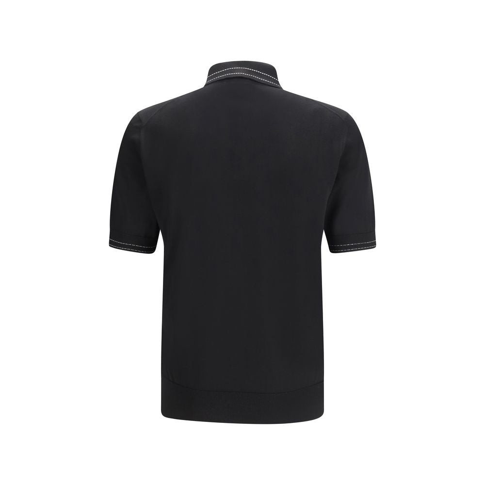 Schwarzes Poloshirt aus Seide