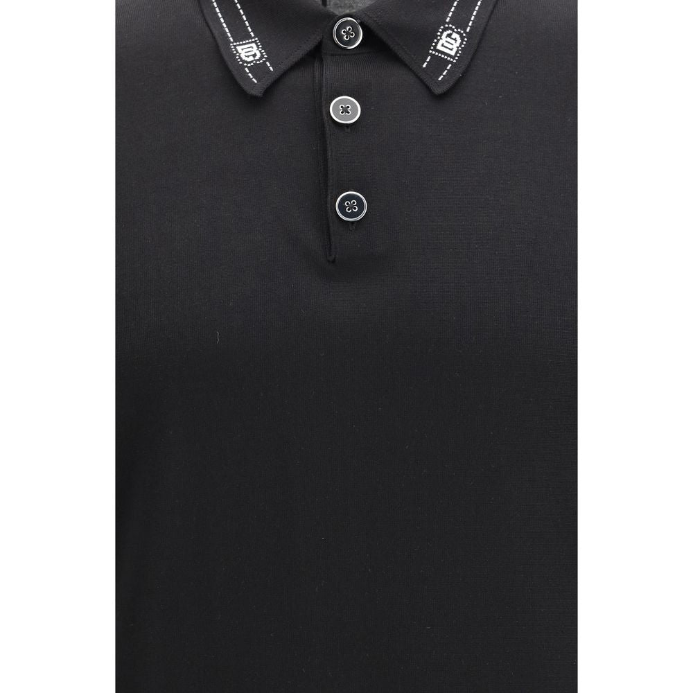 Schwarzes Poloshirt aus Seide
