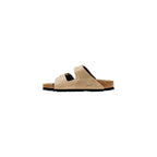 Beige flache Ledersandalen