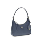 Schultertasche aus recyceltem Polyamid in Blau