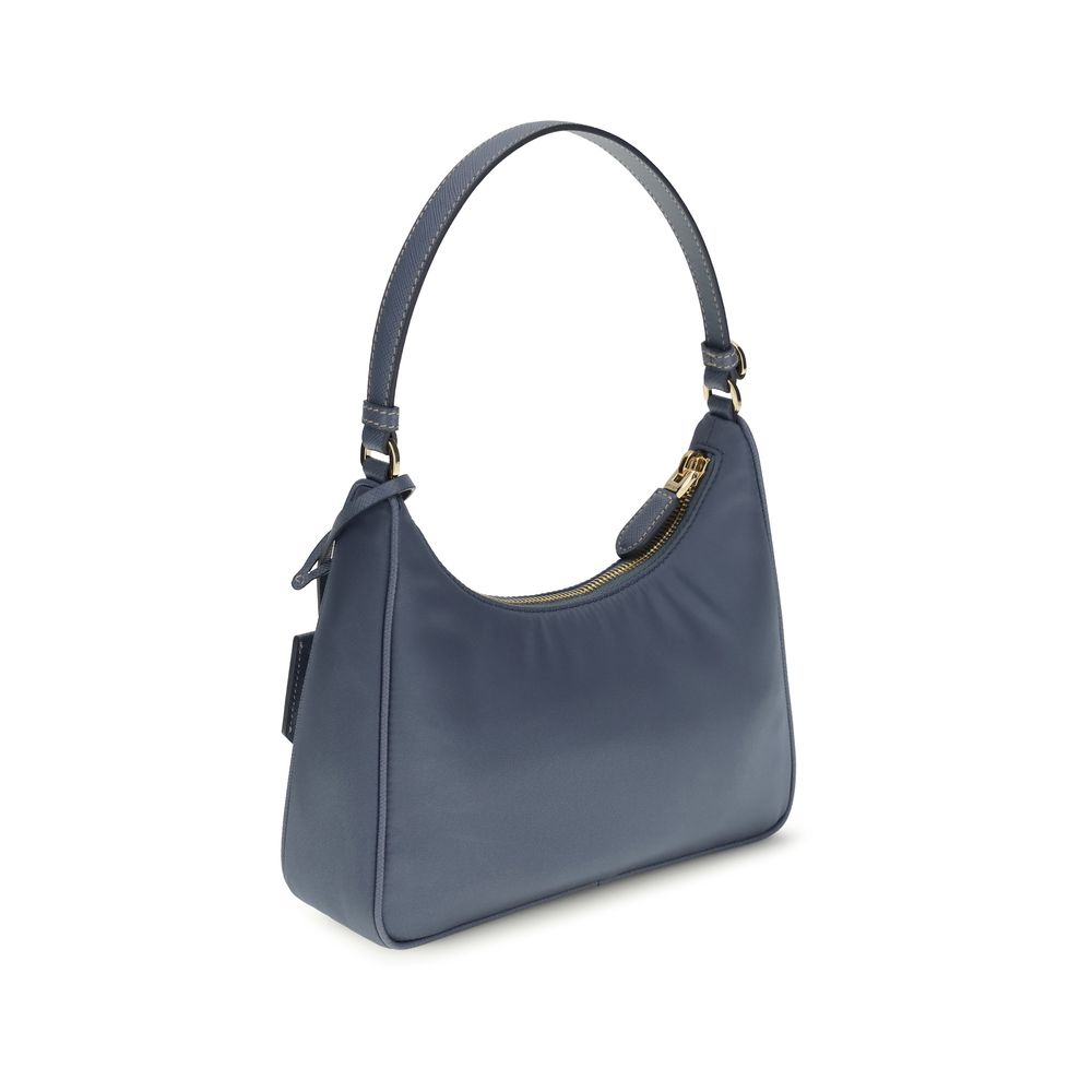 Schultertasche aus recyceltem Polyamid in Blau