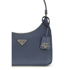 Schultertasche aus recyceltem Polyamid in Blau