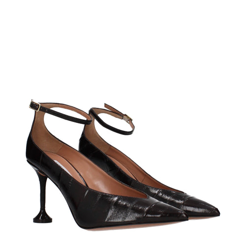 Braune Leder-Pumps mit hohem Absatz