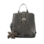 Black Polyurethane Women Backpack