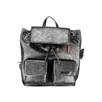 Black Polyurethane Women's Mini Backpack
