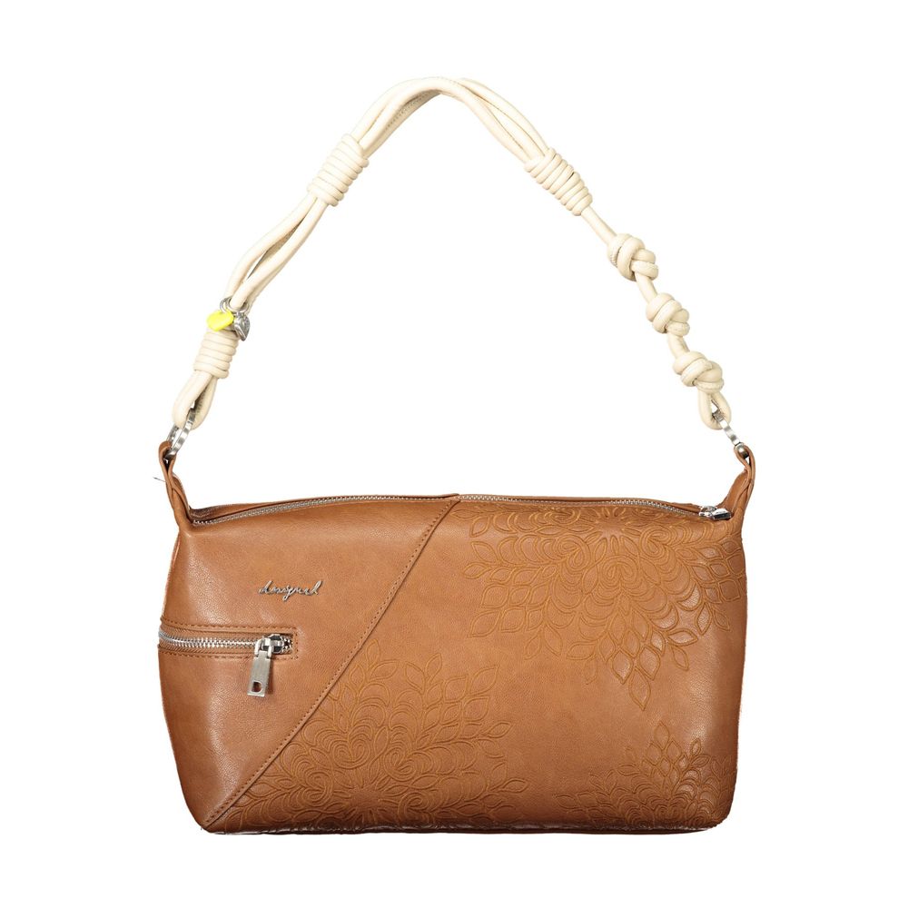 Brown Polyurethane Women's Shoulder Bag