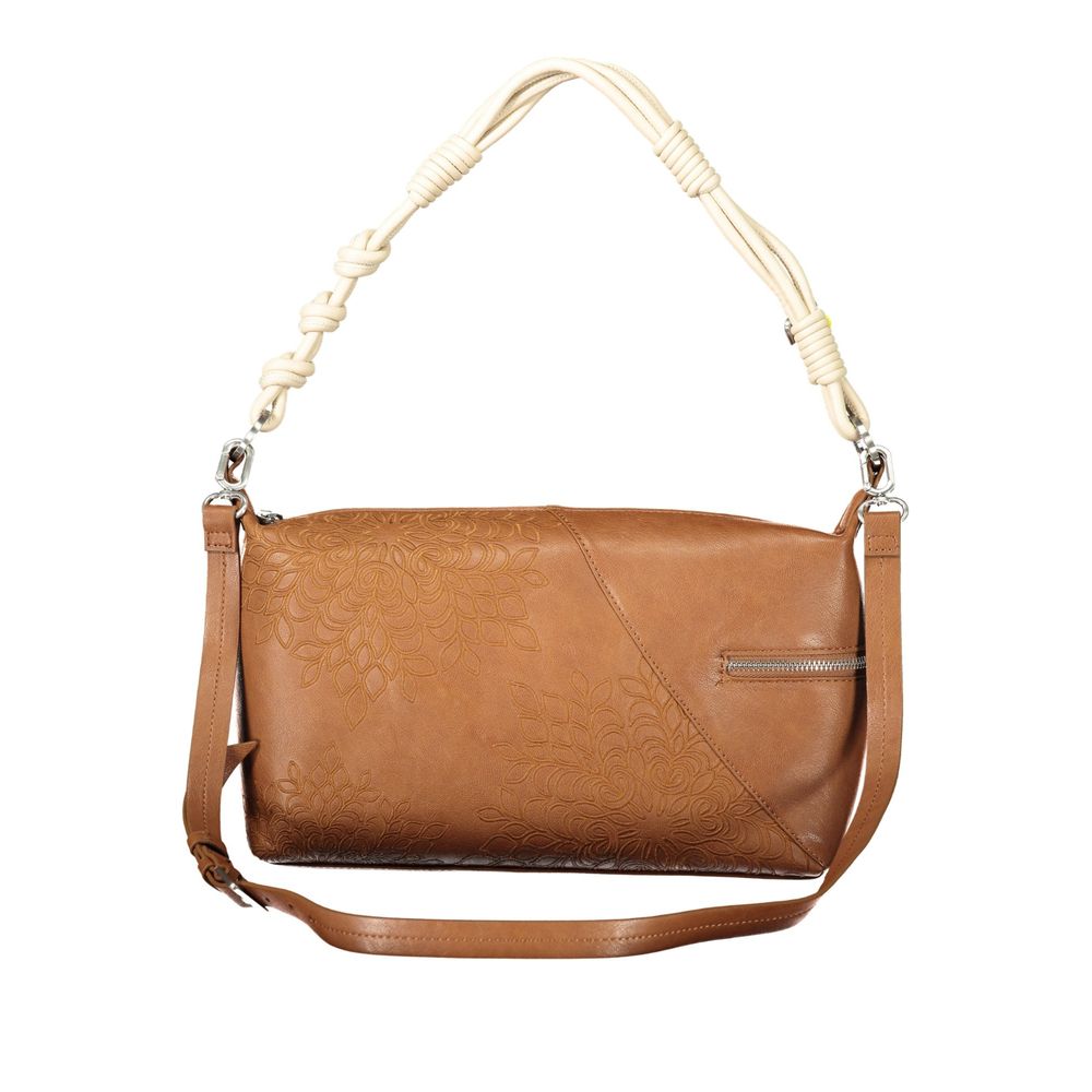 Brown Polyurethane Women's Shoulder Bag