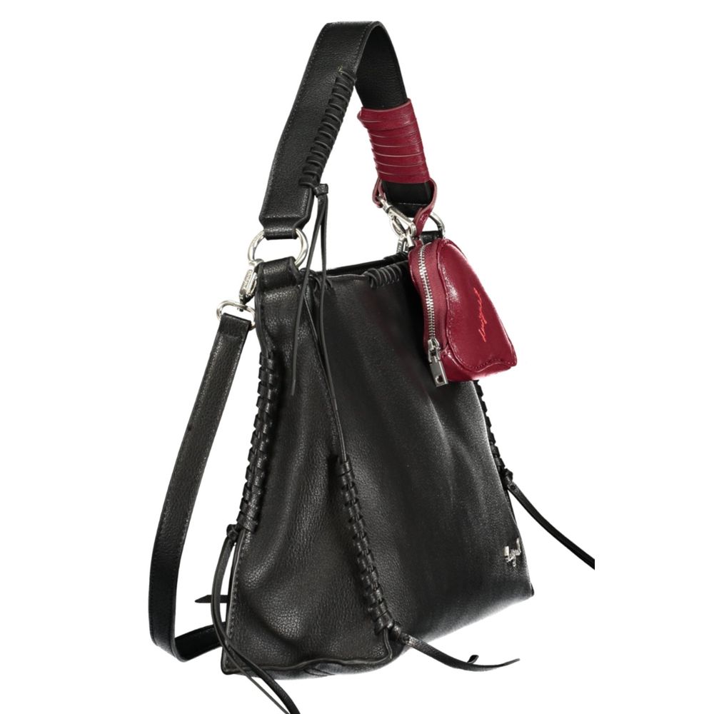 Schwarze Damenhandtasche aus Polyurethan
