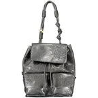 Black Polyurethane Women's Mini Backpack