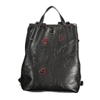Black Polyurethane Women Backpack