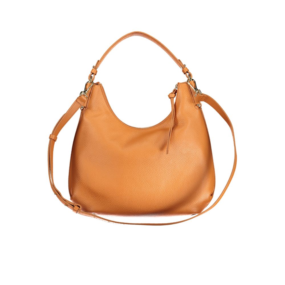 Orangefarbene Damenhandtasche aus Leder