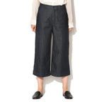Blue Polyester Cropped Jeans