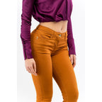 Brown Cotton Skinny Jeans