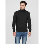 Schwarzer Rollkragenpullover aus Baumwolle
