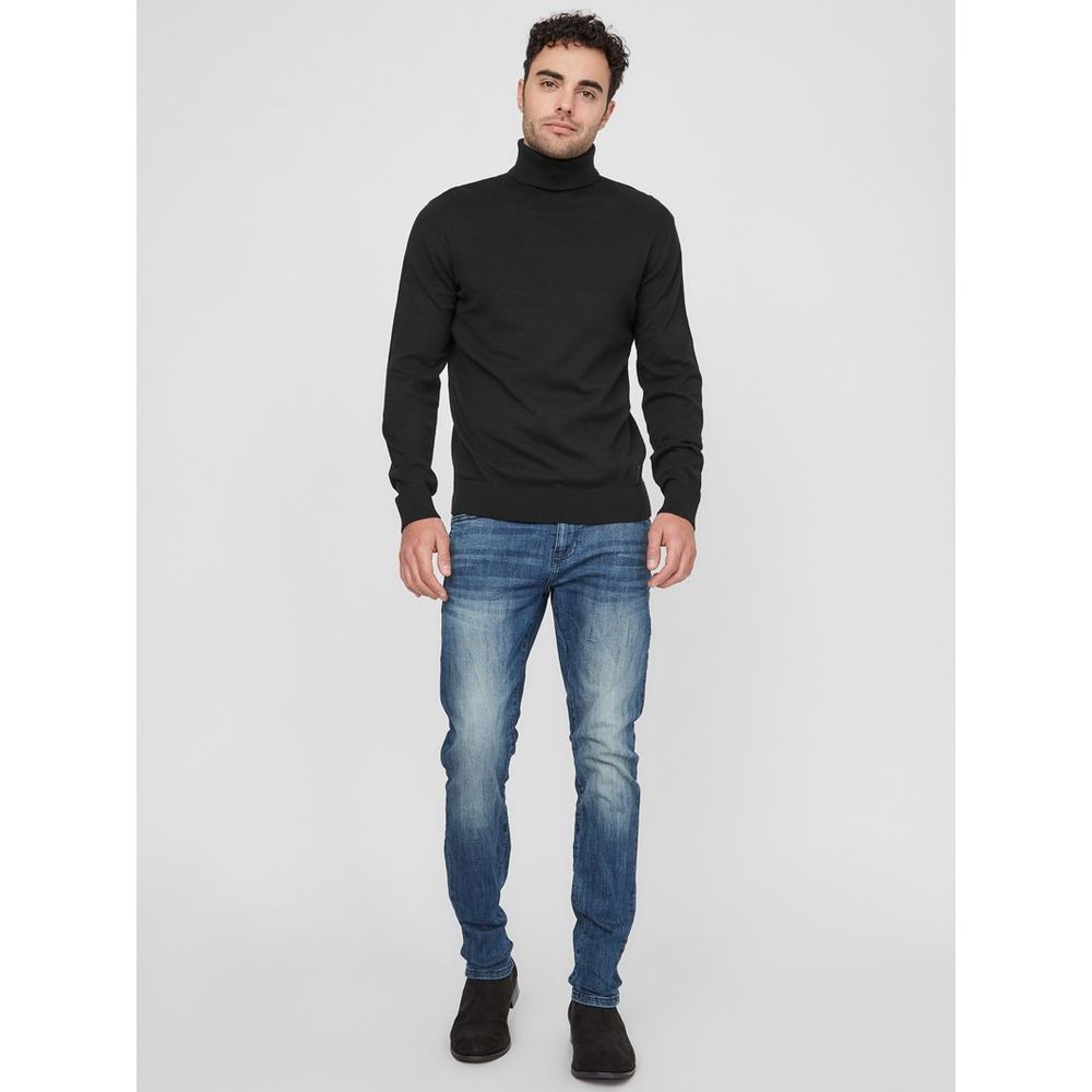Schwarzer Rollkragenpullover aus Baumwolle