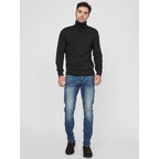 Schwarzer Rollkragenpullover aus Baumwolle
