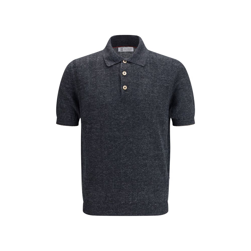 Graues Polo-Shirt aus Baumwolle