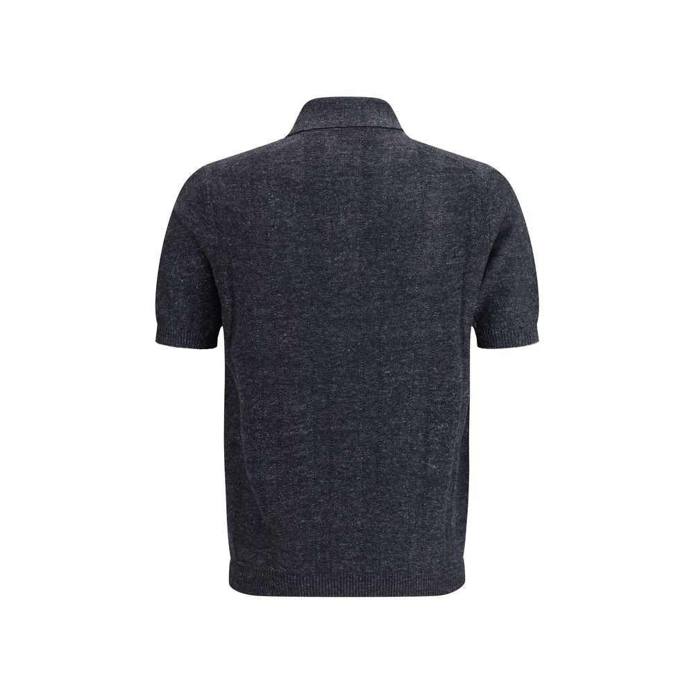 Graues Polo-Shirt aus Baumwolle