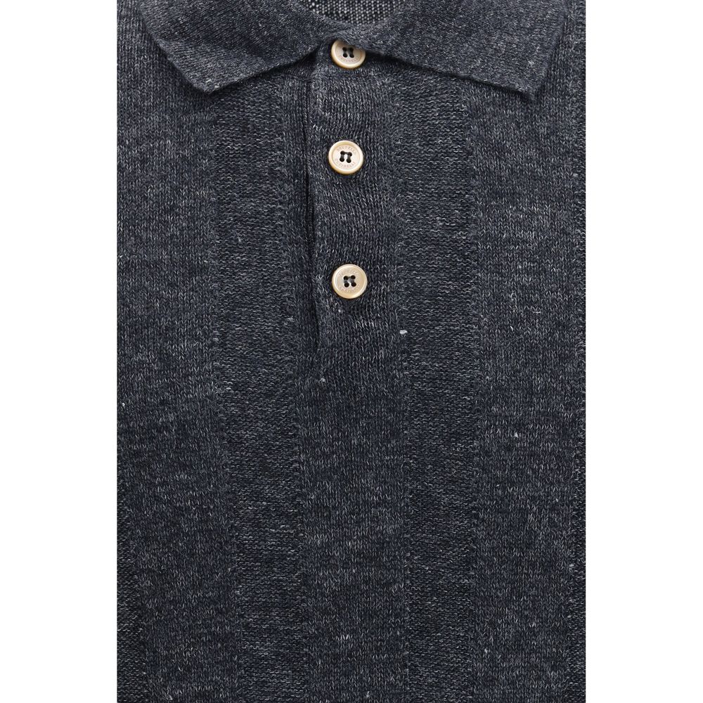 Graues Polo-Shirt aus Baumwolle