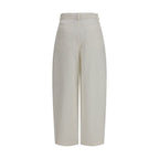 Beige Silk Casual Pants
