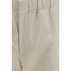 Beige Cotton Casual Pants