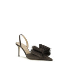 Braune Plateaupumps aus Bast