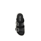 Flache Sandalen aus schwarzem Kalbsleder Bos Taurus