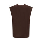 Braunes ärmelloses Baumwoll-T-Shirt