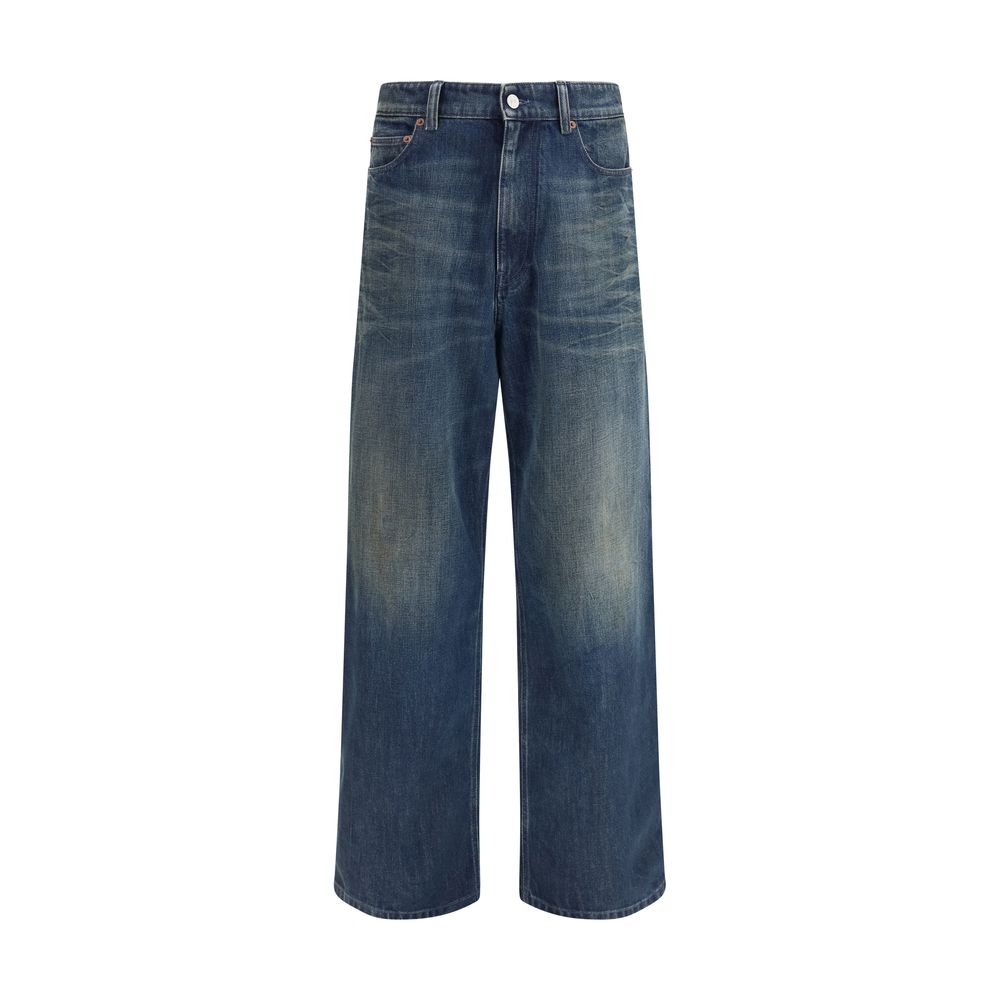 Blaue Jeans mit geradem Bein aus Baumwolle