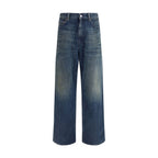 Blaue Jeans mit geradem Bein aus Baumwolle