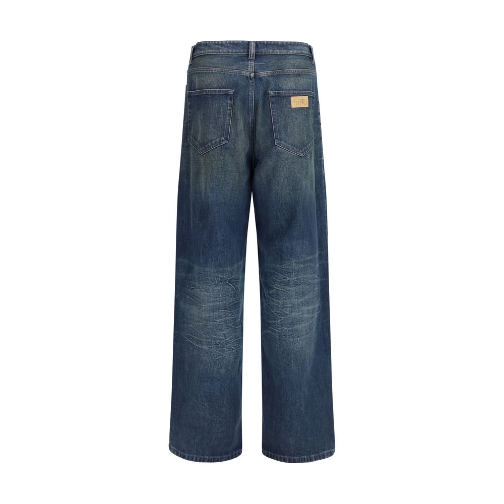 Blaue Jeans mit geradem Bein aus Baumwolle