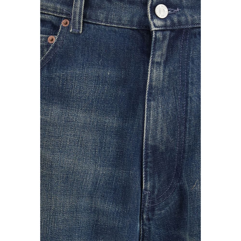 Blaue Jeans mit geradem Bein aus Baumwolle